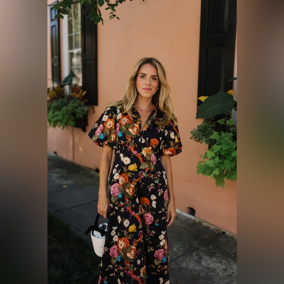 Tuckernuck| Baroque Floral Delaney Short Puff Sleeve Maxi Dress Size XXL - Picture 7 of 9